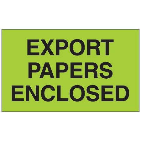 Bsc Preferred 3 x 5'' - ''Export Papers Enclosed'' Fluorescent Green Labels BUY00024068
